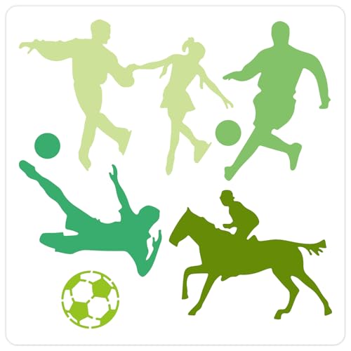 GORGECRAFT 30x30cm Große Sportball Schablone Reitsport Eiskunstlauf Fußball Sportler Basteln Ornament Malschablonen Wiederverwendbare Weiße PET Zeichenvorlage Zum Bemalen von Holz Wänden DIY Bastelsto GORGECRAFT 30x30cm Große Sportball Schablone Reitsport Eiskunstlauf Fußball Sportler Basteln Ornament Malschablonen Wiederverwendbare Weiße PET Zeichenvorlage Zum Bemalen von Holz Wänden DIY Bastelsto von GORGECRAFT