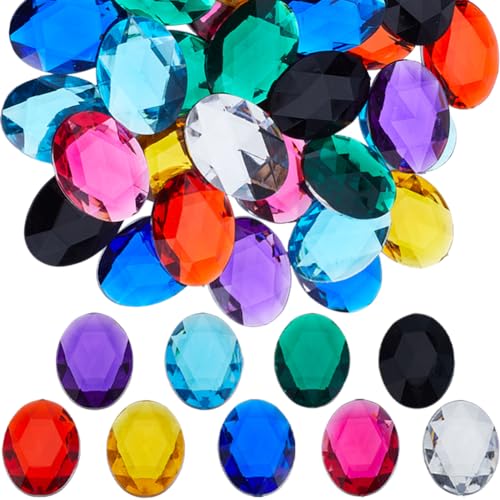 GORGECRAFT 36Stk 9 Farben Ovale Acryl-Strasssteine Mit Flacher Rückseite Facettierte Strass-Edelsteine Bunte Kunststoff-Juwelen Verzierungen Für Kleiderzubehör Schmuckherstellung Kostüm DIY 40x30 mm GORGECRAFT 36Stk 9 Farben Ovale Acryl-Strasssteine Mit Flacher Rückseite Facettierte Strass-Edelsteine Bunte Kunststoff-Juwelen Verzierungen Für Kleiderzubehör Schmuckherstellung Kostüm DIY 40x30 mm von GORGECRAFT