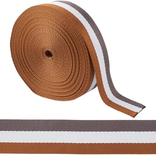 GORGECRAFT 38mm Breites Gestreiftes Nylon Gurtband 9.1 m Strapazierfähiges Gurtband Weiß Dunkelgrau Kamelstreifen Rucksackgurte Nylongürtel Für Heimwerker Nähen Basteln Griffe Taschen Umhängetaschen GORGECRAFT 38mm Breites Gestreiftes Nylon Gurtband 9.1 m Strapazierfähiges Gurtband Weiß Dunkelgrau Kamelstreifen Rucksackgurte Nylongürtel Für Heimwerker Nähen Basteln Griffe Taschen Umhängetaschen von GORGECRAFT