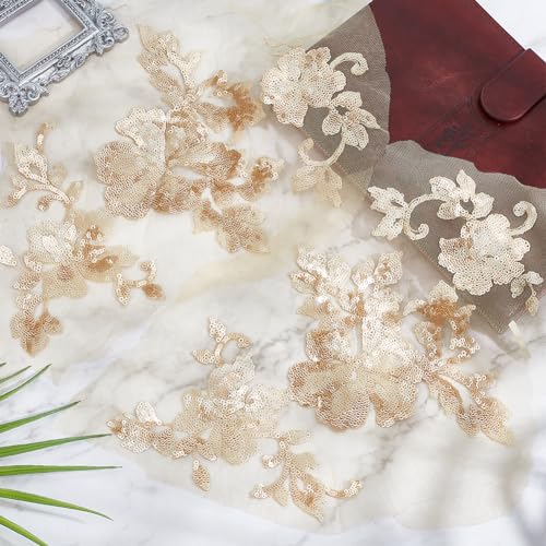 GORGECRAFT 3D Pailletten-Spitzen-Applikation Mit Bestickten Blättern Und Blumen Zum Aufnähen von Besatzflicken Mit Blumenmotiv Kragen Stoff Basteln Dekoration Aufnäher Zum Nähen DIY-Kleidung Hellbraun GORGECRAFT 3D Pailletten-Spitzen-Applikation Mit Bestickten Blättern Und Blumen Zum Aufnähen von Besatzflicken Mit Blumenmotiv Kragen Stoff Basteln Dekoration Aufnäher Zum Nähen DIY-Kleidung Hellbraun von GORGECRAFT