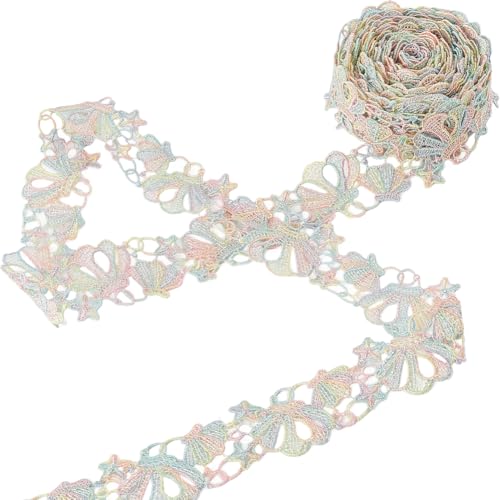 GORGECRAFT 4,5 m buntes Jacquard-Spitzenband, bestickte Blumen-Nähkante, 3,8 cm breit, Blumenspitzenband, Applikation, Stoff, Dekoration, Handwerk zum Nähen, Basteln, Kleidung, Dekoration von GORGECRAFT