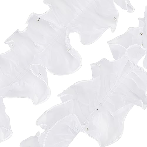 GORGECRAFT 4,5 m langes weißes plissiertes Organza-Geraffte Perlenbesatz Rüschenband 11,4 cm Chiffon-Perlen Spitzenkante Besatz Rüschen Band Stoff Kleidungsstück Zubehör zum Nähen Handwerk von GORGECRAFT