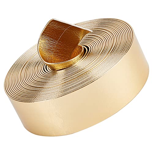 GORGECRAFT 4,5 m x 2,5 cm Metallisches flaches Lederband, glänzende PU-Lederstreifen, glänzende Lederstreifen, Spitzenband, Perlenband, doppelseitiges Lederzubehör, Kunstschnur zum Basteln von Gürteln von GORGECRAFT