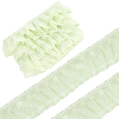 GORGECRAFT 4,5 m x 5,6 cm geraffte Rüschen, Chiffon-Bordüre, plissiert, grüner Stoff, Spitzenbesatz, doppellagiges Chiffonband, Einfassung, Tüll, Spitzenborte für Zuhause, DIY, Nähen, Handwerk GORGECRAFT 4,5 m x 5,6 cm geraffte Rüschen, Chiffon-Bordüre, plissiert, grüner Stoff, Spitzenbesatz, doppellagiges Chiffonband, Einfassung, Tüll, Spitzenborte für Zuhause, DIY, Nähen, Handwerk von GORGECRAFT