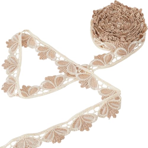 GORGECRAFT 4,8 m × 3,8 cm Krone Florale Venedig Trim bestickt Europa Spitzenband Trim unelastische Spitze Nähen Rand Band Applikation Stoff zum Nähen Handwerk DIY Kleidung Hochzeit Dekoration (Kaffee) von GORGECRAFT