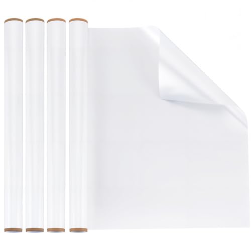 GORGECRAFT 4 Rolle Whiteboard Aufkleber 60 x 30cm Kunststoff Entfernbar Wiederverwendbar Selbstklebend Trocken Abwischbar Whiteboard Tapete Abziehen Und Aufkleben Für Wand Zuhause Büro Schule Kunstdek von GORGECRAFT