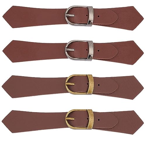 GORGECRAFT 4 Sets 2 Farben PU-Leder Zum Aufnähen Laschenverschlüsse Clips Braune Druckknöpfe Zum Aufnähen Jackenschnallen Metall-Leder-Umhangverschluss Ersatz Handgefertigte Dekoration DIY-Handwerk von GORGECRAFT