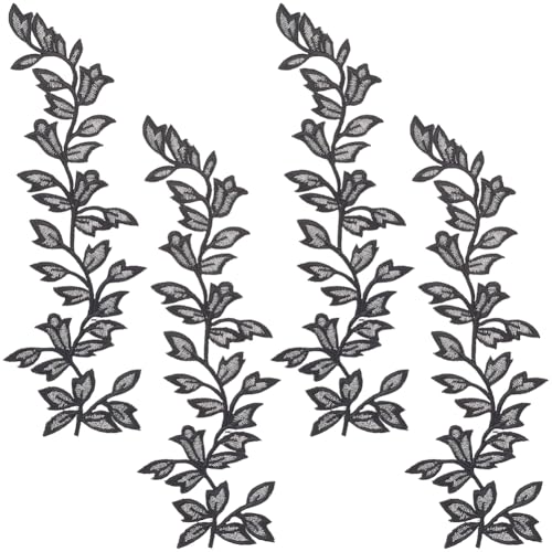 GORGECRAFT 4 Stück Bestickte Aufnäher Mit Rankenmotiv Blätter Spitzenstoff Zum Nähen Schwarze Blätter Aufnäher Besatz Applikation Spitze Für Frauen DIY Nähbesatz Hochzeitskleid Zubehör Kleidung Vorhän GORGECRAFT 4 Stück Bestickte Aufnäher Mit Rankenmotiv Blätter Spitzenstoff Zum Nähen Schwarze Blätter Aufnäher Besatz Applikation Spitze Für Frauen DIY Nähbesatz Hochzeitskleid Zubehör Kleidung Vorhän von GORGECRAFT