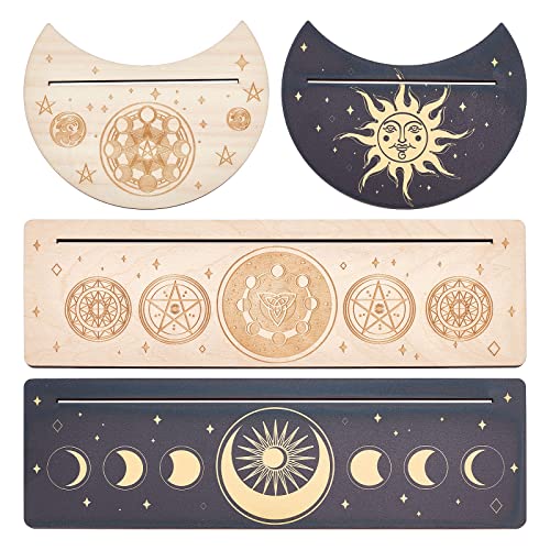 GORGECRAFT 4 Stück Holz Tarotkartenständer Halter Mond Sonne Chakren Muster Tarotkarte Schwarzer Altarständer Rechteckige Mondform Tarotkartenständer Für Hexenweisheiten Zeremonielles Zubehör GORGECRAFT 4 Stück Holz Tarotkartenständer Halter Mond Sonne Chakren Muster Tarotkarte Schwarzer Altarständer Rechteckige Mondform Tarotkartenständer Für Hexenweisheiten Zeremonielles Zubehör von GORGECRAFT