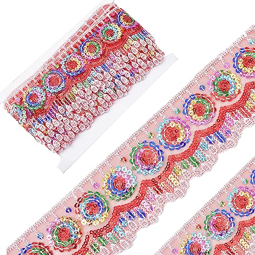 GORGECRAFT 4.5 m Glänzender Spitzenbesatz 6 cm Rot Ethnische Stickerei Florales Paillettenband Sonnen-Paillettenband Gewebte Polyesterbänder Für Applikationen Nähen DIY-Handwerk GORGECRAFT 4.5 m Glänzender Spitzenbesatz 6 cm Rot Ethnische Stickerei Florales Paillettenband Sonnen-Paillettenband Gewebte Polyesterbänder Für Applikationen Nähen DIY-Handwerk von GORGECRAFT
