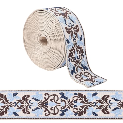 GORGECRAFT 4.5 m Jacquard Webband 5cm Blumenmuster Ethno Stil Vintage Bestickte Borte Fransen Jacquard Gurtband Geldbörsengurt Gürtel Für Taschen Kleidung Vorhänge Nähen Basteln Geschenkverpackungen von GORGECRAFT