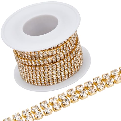 GORGECRAFT 4.5m Strasskette 4.5mm Breit Glitzernde Kristall-Strasssteine Mit Geschlossener Kralle Kettenbesatz Für DIY Nähen Basteln Schmuck Perlenherstellung Zubehör Hochzeitsdekoration Golden GORGECRAFT 4.5m Strasskette 4.5mm Breit Glitzernde Kristall-Strasssteine Mit Geschlossener Kralle Kettenbesatz Für DIY Nähen Basteln Schmuck Perlenherstellung Zubehör Hochzeitsdekoration Golden von GORGECRAFT