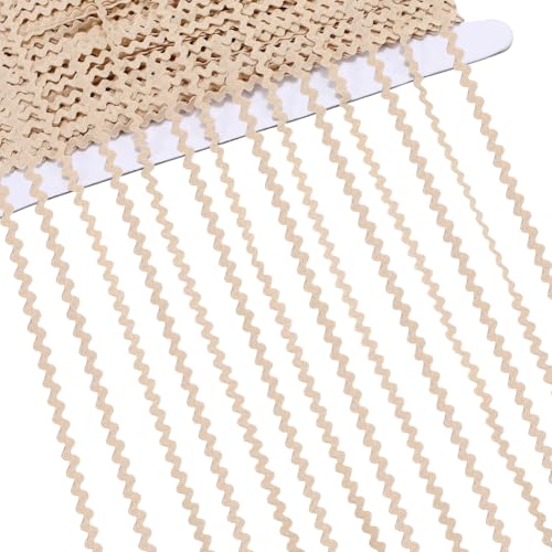 GORGECRAFT 40 m RIC Rac Rick Rack Besatz 3mm Rickrack Spitzenwellenband Zickzack Blanc Mandelwellen Biegefransen Spitzenbesatz S Förmiger Gewebter Geflochtener Stoff Zum Nähen Basteln von GORGECRAFT