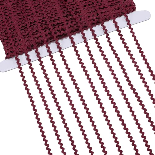 GORGECRAFT 40 m Rick Rack Besatz Zum Nähen von Ric Rac 3mm Rickrack Spitzenwellenband Zickzack Dunkelrot Gewellte Fransen Spitzenbesatz S Förmig Gewebter Geflochtener Stoff Für Heimwerker Basteln Hoch von GORGECRAFT