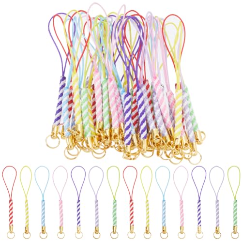 GORGECRAFT 42Stk 7 Farben Nylon Telefon Lanyard Bunte Streifen Verstellbare Anschlüsse Geflochtenes Handgelenkband Mit Karabinerverschluss Seil Für Handy Schlüssel Schlüsselanhänger Hülle Halter von GORGECRAFT