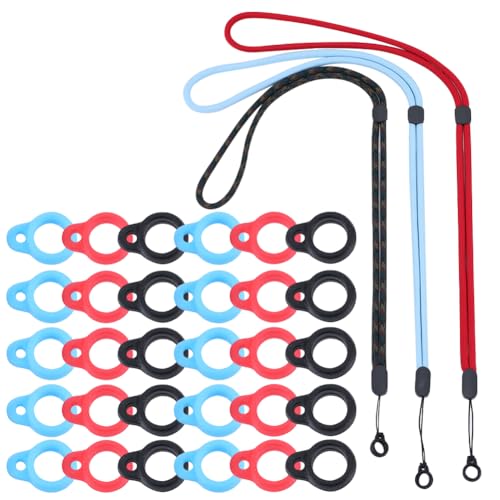 GORGECRAFT 48-Teiliges Anti-Verlust-Halsketten-Lanyard-Set Inklusive 3 Anti-Verlust-Anhänger Nylonband Schnurhalter 45Stk 3-Farben-Silikon-Gummiringen Für Schlüsselanhänger Outdoor-Aktivitäten 8mm von GORGECRAFT