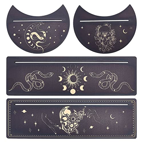 GORGECRAFT 4St Tarotkartenständer Aus Holz Mondphase Schlange Totenkopf Mit Blumenmuster Tarotkarte Schwarzer Altarständer Rechteckig Mondform Tarotkartenständer Für Hexen-Wahrsagewerkzeuge GORGECRAFT 4St Tarotkartenständer Aus Holz Mondphase Schlange Totenkopf Mit Blumenmuster Tarotkarte Schwarzer Altarständer Rechteckig Mondform Tarotkartenständer Für Hexen-Wahrsagewerkzeuge von GORGECRAFT