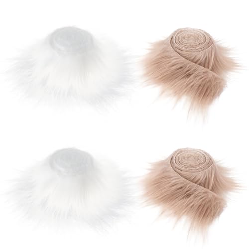 GORGECRAFT 4Stk 150x5cm Kunstfellband Zotteliges Kunstfell Vorgeschnittene Streifen Weiß/Khaki Kunstfellstoff Flauschig Fellstücke Für Zwergenbart Weihnachtsmannhaar Zwergen Cosplay Kostüm DIY GORGECRAFT 4Stk 150x5cm Kunstfellband Zotteliges Kunstfell Vorgeschnittene Streifen Weiß/Khaki Kunstfellstoff Flauschig Fellstücke Für Zwergenbart Weihnachtsmannhaar Zwergen Cosplay Kostüm DIY von GORGECRAFT