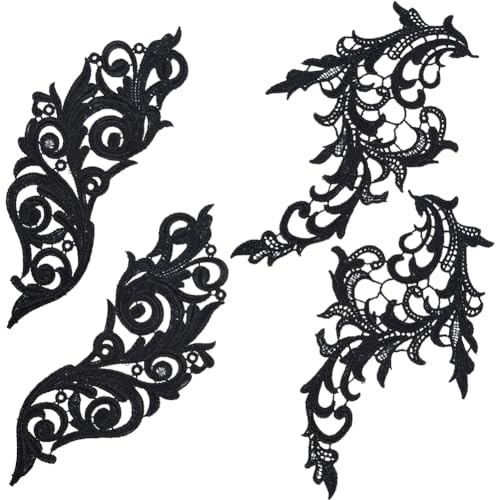 GORGECRAFT 4Stk 2 Stile Blätter Bestickte Applikationen Spitzenstoff Schwarzes Blatt Blume Aufnäher Zum Aufnähen DIY Hochzeitskleid Kragen Ausschnittbesatz Applikation Zum Nähen Kleidung Hut Tasche GORGECRAFT 4Stk 2 Stile Blätter Bestickte Applikationen Spitzenstoff Schwarzes Blatt Blume Aufnäher Zum Aufnähen DIY Hochzeitskleid Kragen Ausschnittbesatz Applikation Zum Nähen Kleidung Hut Tasche von GORGECRAFT