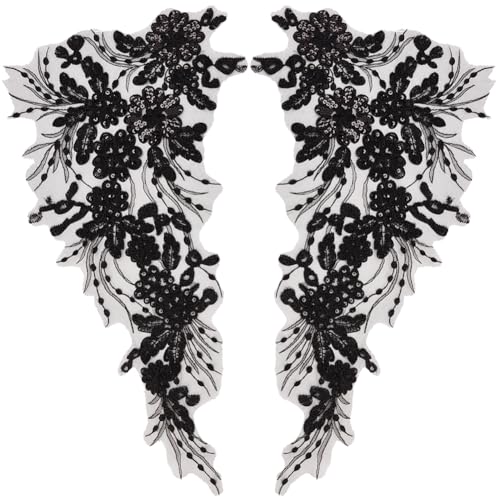 GORGECRAFT 4Stk 3D-Pailletten-Spitzen-Applikation Stickerei Zum Aufnähen Auf Blätter Blumen Kragenbesatz Aufnäher Blumenmotiv Stoff Basteln Dekoration Flicken DIY Nähen Kleidung Hose Tasche Schwarz GORGECRAFT 4Stk 3D-Pailletten-Spitzen-Applikation Stickerei Zum Aufnähen Auf Blätter Blumen Kragenbesatz Aufnäher Blumenmotiv Stoff Basteln Dekoration Flicken DIY Nähen Kleidung Hose Tasche Schwarz von GORGECRAFT
