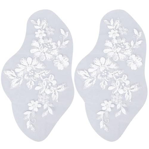 GORGECRAFT 4Stk Blumen-Spitzen-Applikation Stickerei Pailletten Perlenbesatz Flicken Stoff Weiß Zum Aufnähen Blumenmotiv Stoff Kragenflicken Für Hochzeitskleid Kleid Jacke Tasche Dekoration DIY GORGECRAFT 4Stk Blumen-Spitzen-Applikation Stickerei Pailletten Perlenbesatz Flicken Stoff Weiß Zum Aufnähen Blumenmotiv Stoff Kragenflicken Für Hochzeitskleid Kleid Jacke Tasche Dekoration DIY von GORGECRAFT