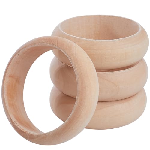 GORGECRAFT 4Stk Holz-Armreifen-Armbänder Blanko Natürliche Holzringe Armband 67.5mm Innendurchmesser Blanko Unlackiert Runder Ring Anhänger Verbinder Kreise Für Bastelarbeiten Schmuck DIY von GORGECRAFT