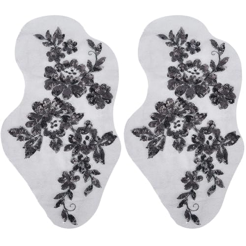 GORGECRAFT 4Stk Pailletten Bestickte Blumen-Spitzen-Applikation Mit Perlenbesatz Flicken Zum Aufnähen Blumenmotiv Stoff Kragenflicken Für Hochzeitskleid Kleid Jacke Tasche Dekoration DIY Schwarz GORGECRAFT 4Stk Pailletten Bestickte Blumen-Spitzen-Applikation Mit Perlenbesatz Flicken Zum Aufnähen Blumenmotiv Stoff Kragenflicken Für Hochzeitskleid Kleid Jacke Tasche Dekoration DIY Schwarz von GORGECRAFT