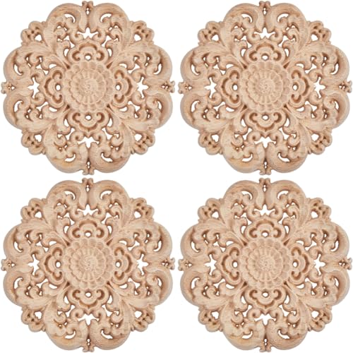 GORGECRAFT 4Stk Runde Holzapplikationen 10cm Unbemalt Geschnitzte Blumenschnitzereien Aus Holz Dekorative Aufkleber Für Wand Schrank Spiegel Kaminsims Tür Bett Schrank Decke Kommode Möbelrenovierung GORGECRAFT 4Stk Runde Holzapplikationen 10cm Unbemalt Geschnitzte Blumenschnitzereien Aus Holz Dekorative Aufkleber Für Wand Schrank Spiegel Kaminsims Tür Bett Schrank Decke Kommode Möbelrenovierung von GORGECRAFT