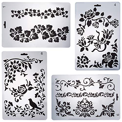GORGECRAFT 4pcs Plastikzeichnung Malerei Schablonen Vorlagen Blumen Pflanzen Grafiken Schablone DIY Papier Malschablone Schablone Bordüre Textilgestaltung für Scrapbooking Tagebuch Dekoration, Weiß GORGECRAFT 4pcs Plastikzeichnung Malerei Schablonen Vorlagen Blumen Pflanzen Grafiken Schablone DIY Papier Malschablone Schablone Bordüre Textilgestaltung für Scrapbooking Tagebuch Dekoration, Weiß von GORGECRAFT