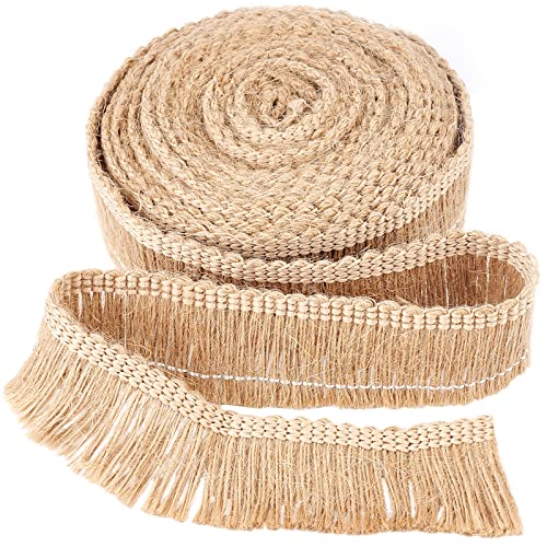 GORGECRAFT 5 Meter Sackleinen-Fransenbesatz Quaste Jute-Spitze Nähen Fransenbesatz Flache Jutekordel Handgefertigtes Hanfseil Handwerk Für Lateinische Hochzeitskleider DIY Lampenschirm-Dekoration von GORGECRAFT