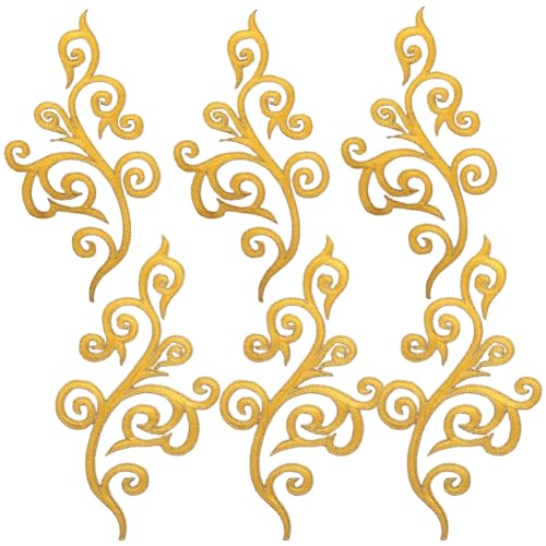 GORGECRAFT 5 Paar Blumen Aufnäher Zum Aufbügeln Im Ethno Stil Stickerei Applikation Goldener Besatz Florale Bestickte Applikationen Für Heimwerker Nähen Basteln Jäten Kleider Stoffschuhe (Gold) von GORGECRAFT