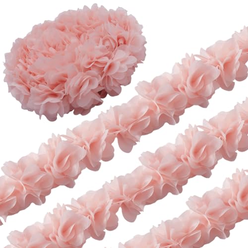 GORGECRAFT 5 Yard 2 Zoll Chiffon-Spitzenbesatz Helllachsfarben 3D-Chiffon-Cluster Blumen Kantenbesatz Florales Dekoratives Band Stoffapplikation Für DIY-Nähen Hochzeitskleid Kostümdekoration GORGECRAFT 5 Yard 2 Zoll Chiffon-Spitzenbesatz Helllachsfarben 3D-Chiffon-Cluster Blumen Kantenbesatz Florales Dekoratives Band Stoffapplikation Für DIY-Nähen Hochzeitskleid Kostümdekoration von GORGECRAFT