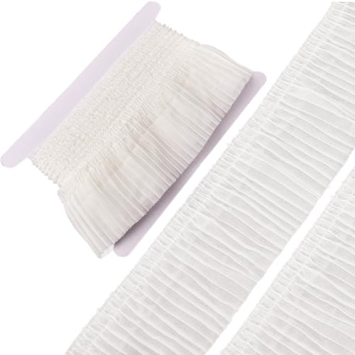 GORGECRAFT 5 Yard Chiffon Plissee-Spitzenbesatz 6.5cm Breit Geraffte Rüschenkantenbesätze Bekleidungsnähstoff Elastisches Spitzenband Für Hochzeitskleid Kleidungsverlängerung DIY Basteln Weiß GORGECRAFT 5 Yard Chiffon Plissee-Spitzenbesatz 6.5cm Breit Geraffte Rüschenkantenbesätze Bekleidungsnähstoff Elastisches Spitzenband Für Hochzeitskleid Kleidungsverlängerung DIY Basteln Weiß von GORGECRAFT
