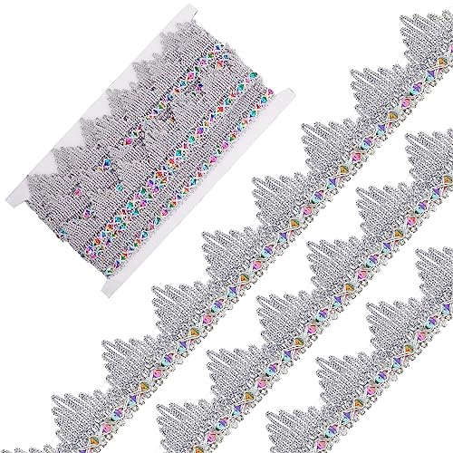 GORGECRAFT 5 Yard Metallischer Spitzenbesatz 3.8cm Breite Gimpengeflecht Fransen Silberne Stickerei Venedig-Bandkante Mit Pailletten Dreieck Basteln Nähen Bekleidungszubehör Für Kleidung Dekoration GORGECRAFT 5 Yard Metallischer Spitzenbesatz 3.8cm Breite Gimpengeflecht Fransen Silberne Stickerei Venedig-Bandkante Mit Pailletten Dreieck Basteln Nähen Bekleidungszubehör Für Kleidung Dekoration von GORGECRAFT