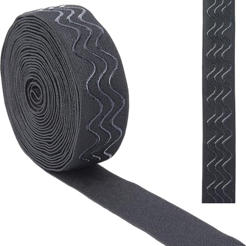 GORGECRAFT 5 Yard Silikon-Greifer 31mm rutschfest Schwarz Stretch-Gurtband Greiferband Zum Nähen Basteln Bund Perücken Bekleidungszubehör von GORGECRAFT