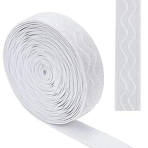 GORGECRAFT 5 Yards 20 mm Breites Rutschfestes Elastisches Band Wellensilikon Elastisches Greifband Stretchgummis Elastischer Gürtel Für Heimwerker Nähen Basteln Sporthosen Zubehör Weiß von GORGECRAFT