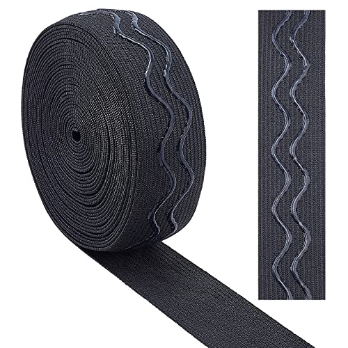 GORGECRAFT 5 Yards 25 mm Breites Rutschfestes Elastisches Band Wellensilikon Elastisches Greifband Stretchgummis Elastischer Gürtel Für Heimwerker Nähen Basteln Sporthosen Zubehör Schwarz von GORGECRAFT