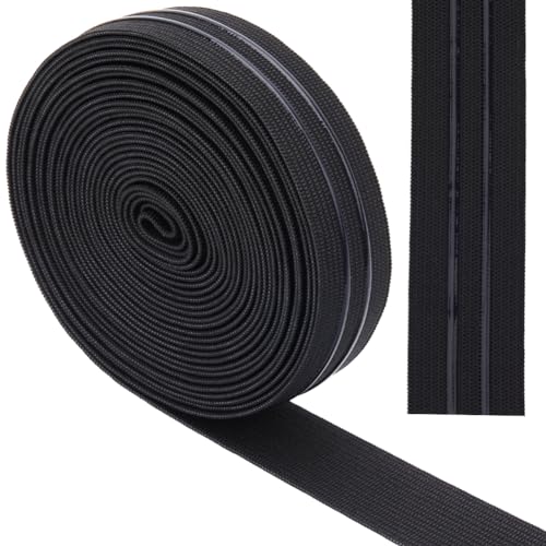 GORGECRAFT 5 Yards 25mm Breites Rutschfestes Elastisches Band Schwarz Gerade Linie Elastisches Greifband Aus Silikon Stretch-Gummi Elastische Riemen Gürtelbund Für Heimwerker Kleidungsstücke Nähen von GORGECRAFT