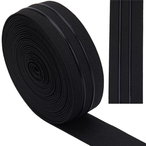 GORGECRAFT 5 Yards 30mm Breites Rutschfestes Elastisches Band Schwarz Gerade Linie Elastisches Greifband Aus Silikon Stretch-Gummi Elastische Riemen Gürtelbund Für Heimwerker Kleidungsstücke Nähen von GORGECRAFT