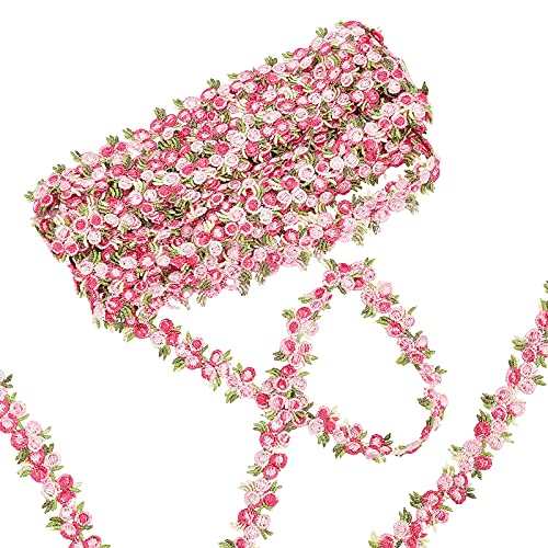 GORGECRAFT 5 Yards Florale Spitzenborte Rosa Blume DIY Lace Applique Nähen Craft Lace Edge Trim Für Brautkleider Verschönerung DIY Party Dekor Kleidung von GORGECRAFT