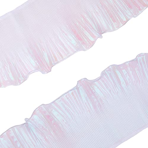 GORGECRAFT 5 Yds X 6" Plissiertes Satin-Organza-Spitzenband Retro-Rüschenbesatz Chiffon Schillerndes Weißes Transparentes Band Tüll Stoffapplikationen Basteln Nähen Kleidung Kleidertasche Dekoration von GORGECRAFT