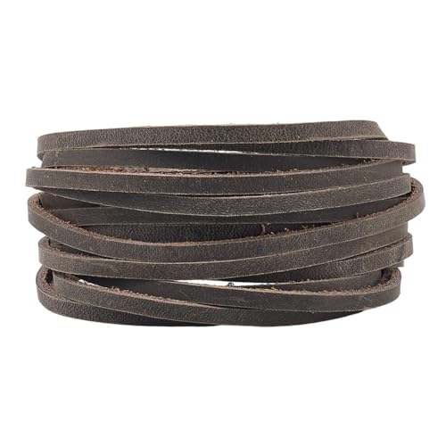GORGECRAFT 5 m Flaches Echtlederband 4mm Breit Crazy Horse Lederstreifen 2mm Dick Genarbtes Rindsleder Graues Flechtfadenseil Für Halsketten Armbänder Schmuckherstellung Schnürsenkel DIY Bastelarbeite von GORGECRAFT