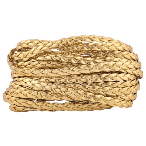 GORGECRAFT 5 m Flaches Geflochtenes Lederband 5mm Goldfarbenes PU Leder Metallisches Gefaltetes Schnurseil Mit 3 Strängen Kunstleder Flechtfäden Seil Für Heimwerkerarbeiten Armbänder Halsketten Fußket GORGECRAFT 5 m Flaches Geflochtenes Lederband 5mm Goldfarbenes PU Leder Metallisches Gefaltetes Schnurseil Mit 3 Strängen Kunstleder Flechtfäden Seil Für Heimwerkerarbeiten Armbänder Halsketten Fußket von GORGECRAFT