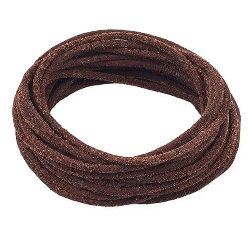 GORGECRAFT 5 m X 2.5mm Echtes Rundes Lederband Mattiertes Lederband Kokosnussbraun Seil Aus Genarbtem Rindsleder Yak Fell Wildleder Flechtfäden Für Heimwerker Basteln Armbänder Halsketten Schlüsselanh von GORGECRAFT