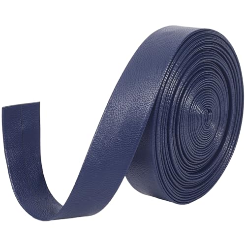 GORGECRAFT 5 m X 20mm Umklappbare Lederstreifen Kunstleder Besatzband 1mm Dickes Flaches Lederband PU Kunstlederband Zum Selbernähen Säumen Basteln Schmuckherstellung Besatz Marineblau von GORGECRAFT