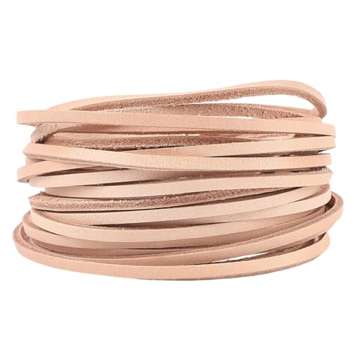 GORGECRAFT 5 m X 3mm Flache Echtlederschnur Crazy Horse Lederstreifen 2mm Dickes Rindslederseil Schnur Flechtfaden Für Heimwerker Halsketten Armbänder Schlüsselanhänger Schlüsselbänder Schmuckherstell von GORGECRAFT