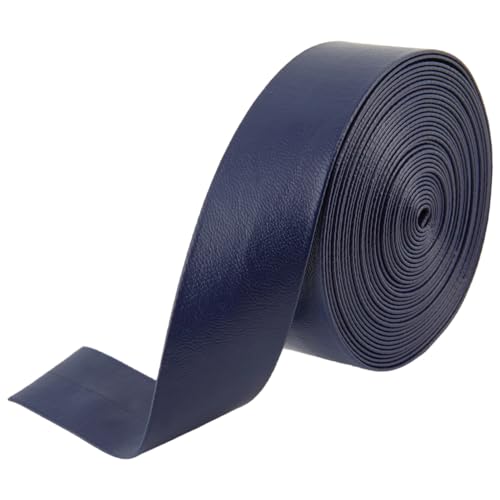 GORGECRAFT 5 m x 30 mm x 1 mm Kunstleder-Besatzband Faltband Lederstreifen, Nachtblau, Kunst-Lammfell-Textur, Kunstlederriemen, Flechtfaden für Bastelarbeiten, Armbänder, Schlüsselanhänger von GORGECRAFT