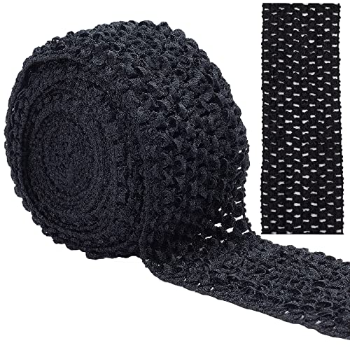 GORGECRAFT 5.5 Yards 2.8" Wide Elastic Crochet Stirnband Ribbon Crochet Stretch Trim Stoff Für Haarschmuck Tube Top, Schwarz GORGECRAFT 5.5 Yards 2.8" Wide Elastic Crochet Stirnband Ribbon Crochet Stretch Trim Stoff Für Haarschmuck Tube Top, Schwarz von GORGECRAFT