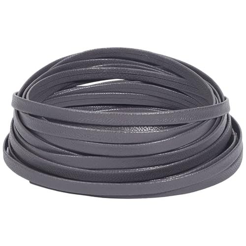 GORGECRAFT 5.5 Yards 5mm Flaches Umklappbares Lederband 1mm Dick Doppelseitige Lammlederriemen Weiche Lederschnüre Mit Litschi Muster PU Lederseil Zum Basteln von Schmuck Grau von GORGECRAFT