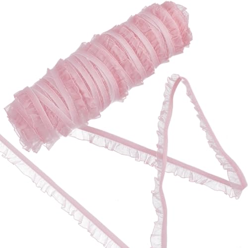 GORGECRAFT 50 Yards Chiffon-Spitzenbesatz Elastisch 1.5cm Nylon Rüschen Plissee Stretchband Rüschenspitze Spandex-Band Rolle Spule Für Haargummi Stirnband Unterwäsche Nähen Heimdekoration Rosa GORGECRAFT 50 Yards Chiffon-Spitzenbesatz Elastisch 1.5cm Nylon Rüschen Plissee Stretchband Rüschenspitze Spandex-Band Rolle Spule Für Haargummi Stirnband Unterwäsche Nähen Heimdekoration Rosa von GORGECRAFT